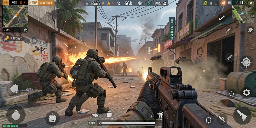 Screenshot gameplay TPS 66K yang penuh aksi dan ketegangan.