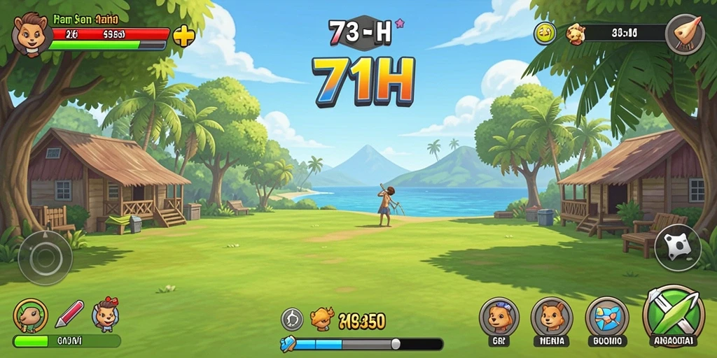 Tangkapan layar gameplay 71H yang penuh warna dan menarik.