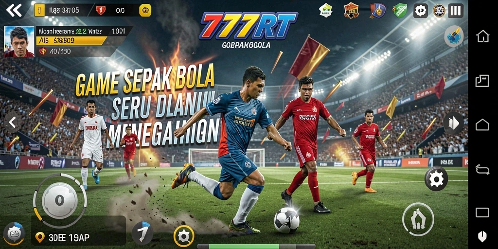 Screenshot gameplay 777RT menampilkan aksi sepak bola yang mendebarkan.