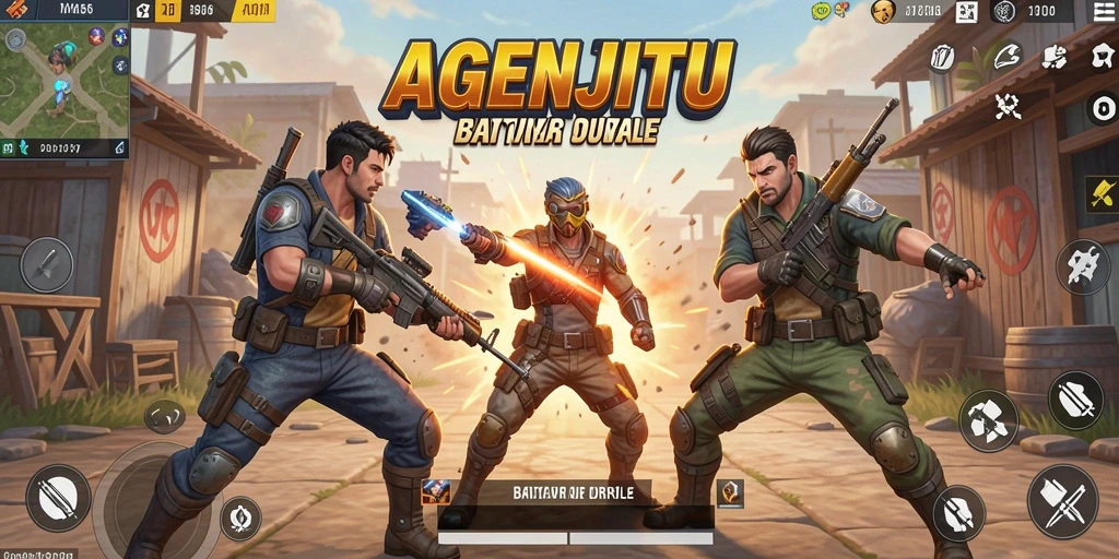 Tampilan gameplay AGENJITU dengan pertempuran seru di arena Battle Royale.