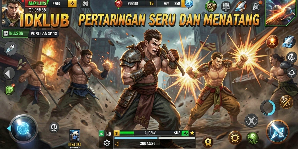 Tangkapan layar gameplay IDKLUB menampilkan aksi pertarungan yang intens.