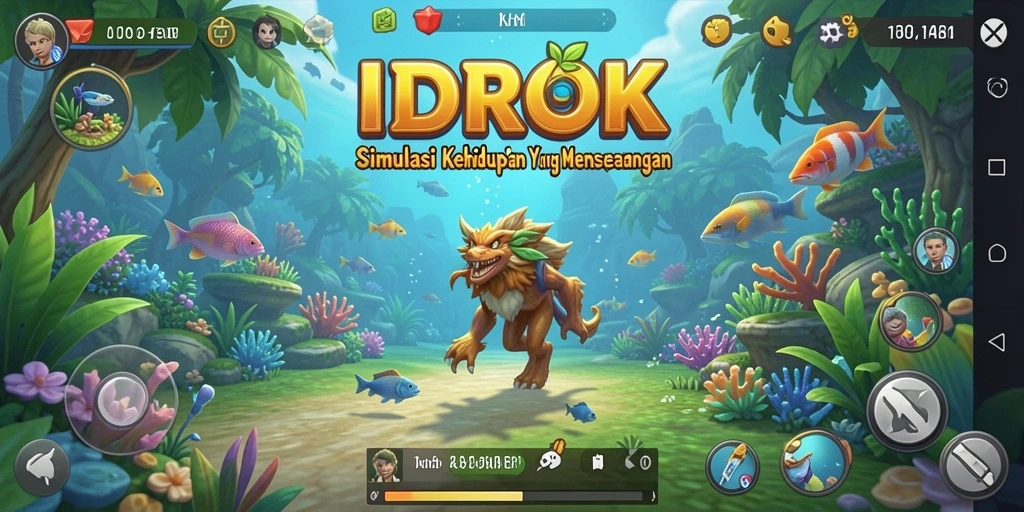 Screenshot IDROK menampilkan gameplay simulasi yang interaktif dan menarik.