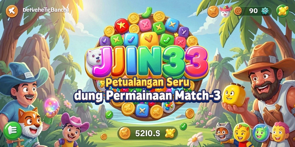 Tampilan screenshot JIN33 menampilkan gameplay Match-3 yang seru dan penuh warna.