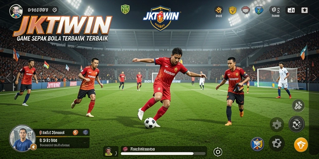 Tangkapan layar JKTWIN dengan tampilan pertandingan sepak bola yang mendebarkan.