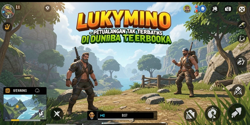 Tampilan gameplay seru dan dinamis di LUKYMINO, dunia terbuka yang menakjubkan.