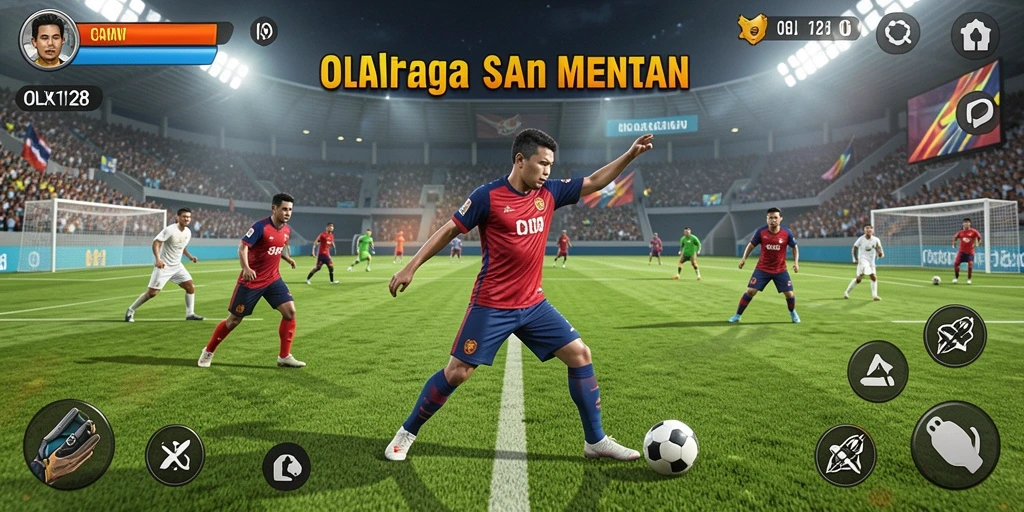 Tangkapan layar OLX128 menampilkan serunya permainan olahraga yang mendebarkan.
