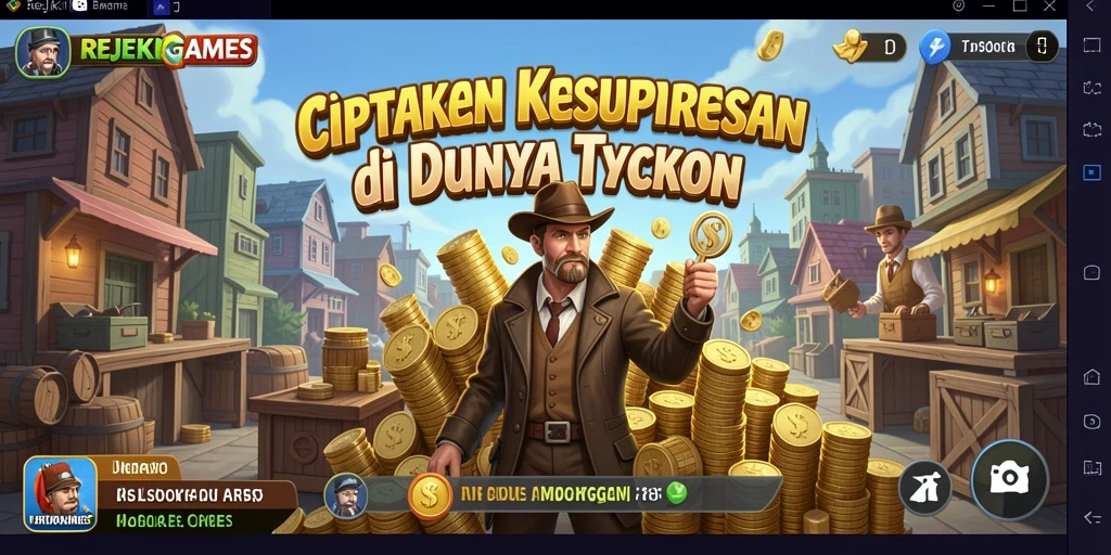Tampilan gameplay menarik dalam REJEKIGAMES yang menunjukkan manajemen bisnis.