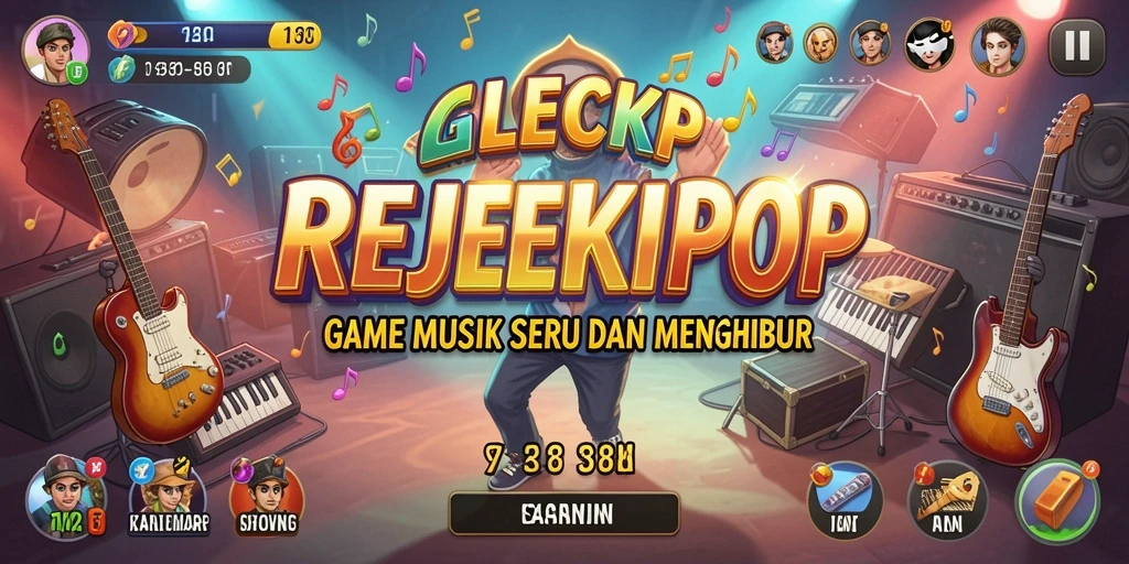 Tampilan gameplay REJEKIPOP dengan berbagai lagu musik.