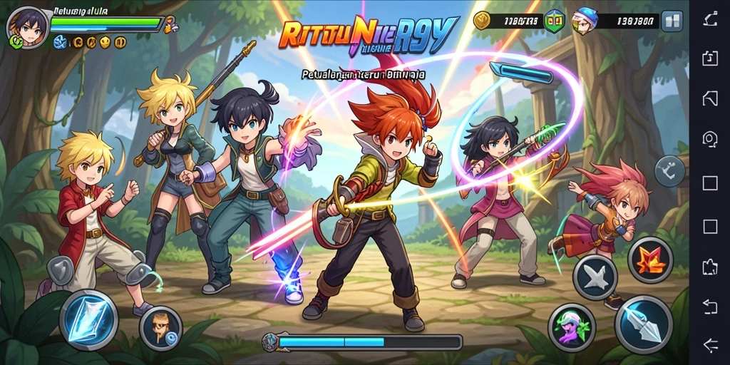 Screenshot gameplay RT99 dengan karakter Anime yang menawan dan efek visual menarik.