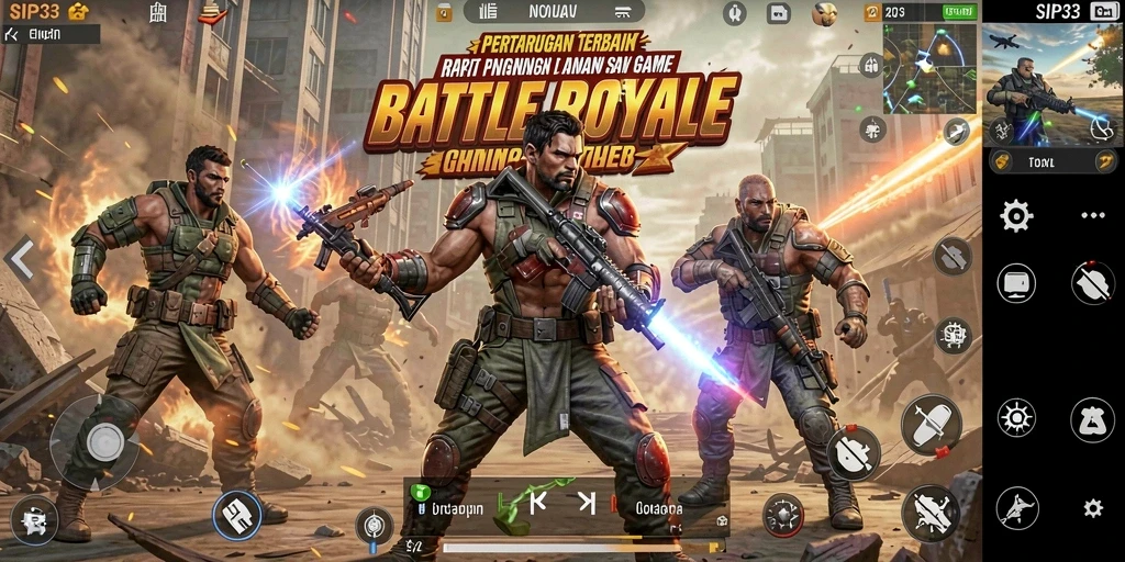 Screenshot SIP33 menampilkan aksi pertarungan dalam game Battle Royale yang mendebarkan.